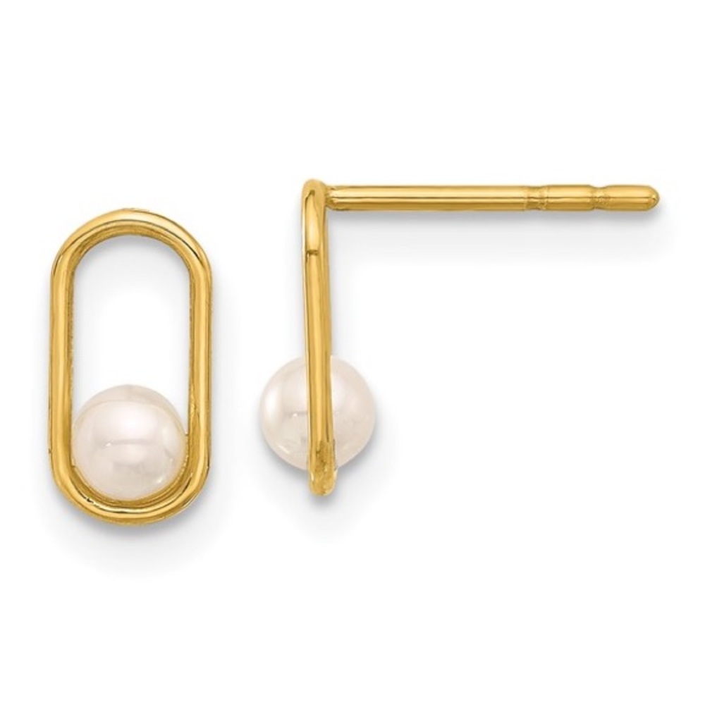 14 karat yellow gold pearl earrings